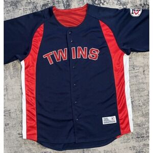 MN TWINS‎ MLB Jersey Men's 48 Large Stitched Blank Heavyweight EUC Button Up